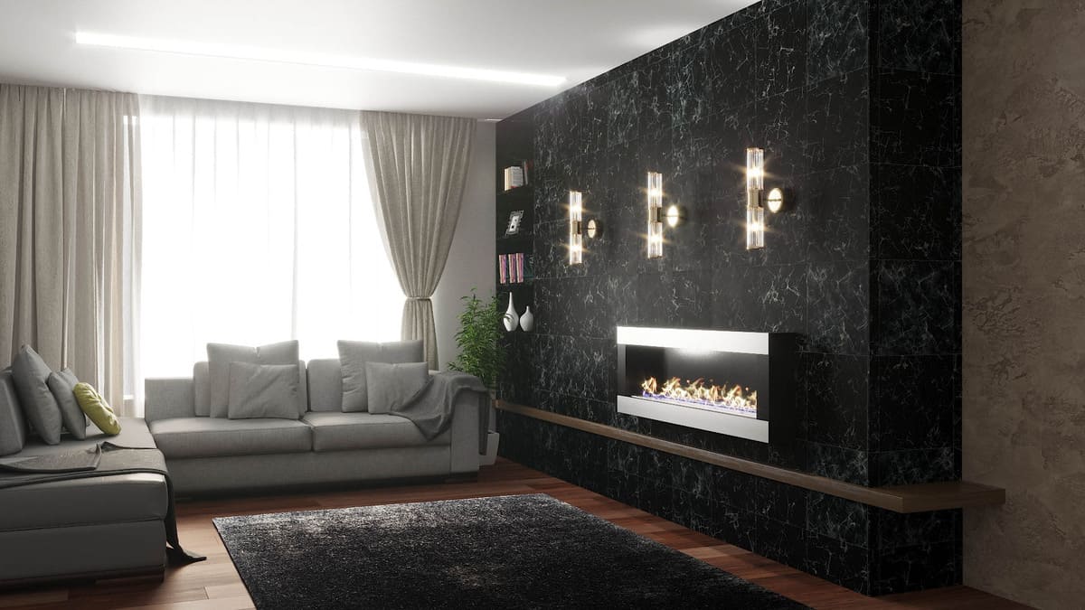 Биокамин "Русский огонь" Модерн 1500N настенный с декоративным стеклом (стемалитом) по цене 60 650 руб.