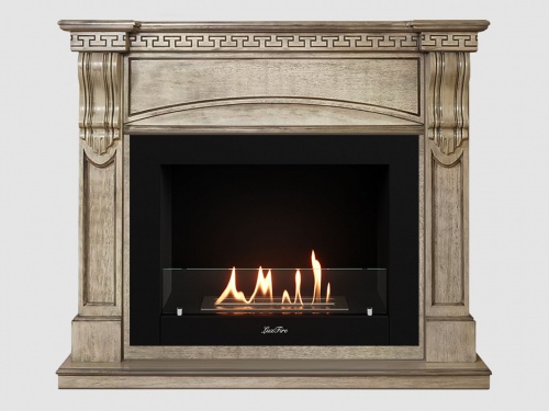 Каминный портал МДФ "Мюнхен 1250" с биокамином Lux Fire "Фаер Бокс 2 - 30" (бежевый)