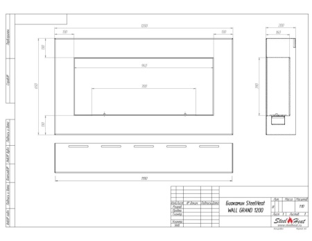 Биокамин SteelHeat WALL GRAND 1200 черный, стемалит по цене 56 070 руб.